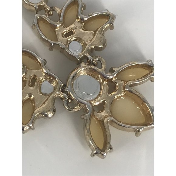 Ann Klein Neutral Beige  Gold Tone pale‎ Yellow Crystals Pendant 16"  Necklace - Picture 10 of 10